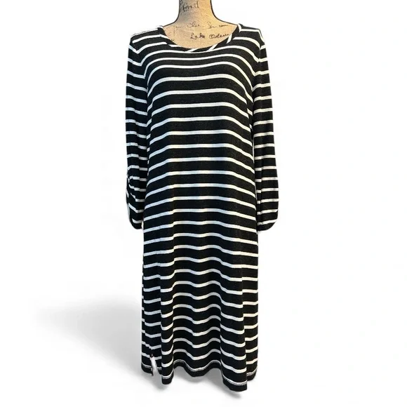 Talbots Black and Gray Heather Knitwear Knee Length Dress. Size medium EC - Picture 1 of 7